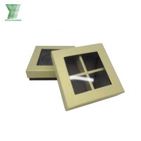 Wholesale 4 Piece Food Dessert Cardboard Packaging Candy/Chocolate/Cake Packing Paper Box with Handle And Clear PVC Window box